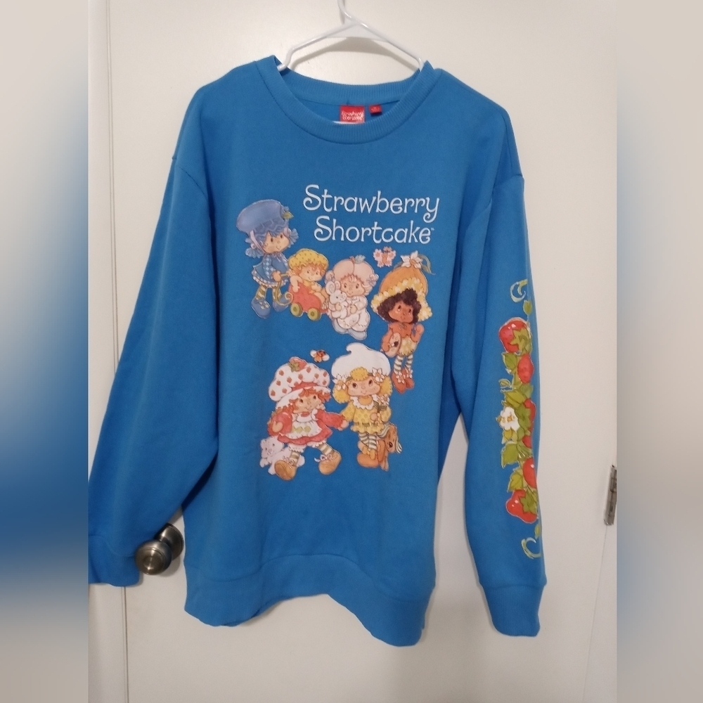 Strawberry Shortcake and Friends Long sleeve XL blue Sweatshirt floral pattern